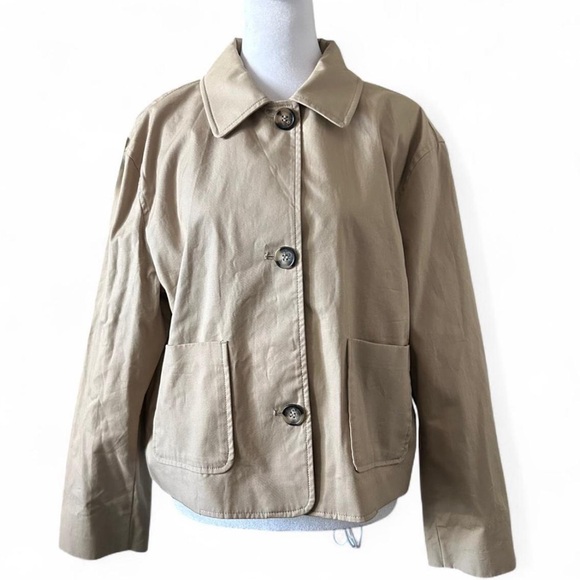 BEIGE TWILL JACKET WITH COLLAR - Picture 3 of 8